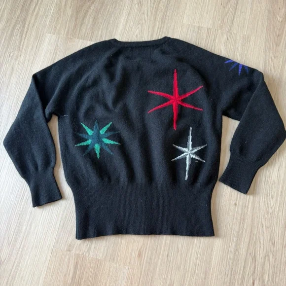 Jumper 1234 100% Cashmere Cardigan Sweater Christmas Holiday Star XS - Picture 3 of 5